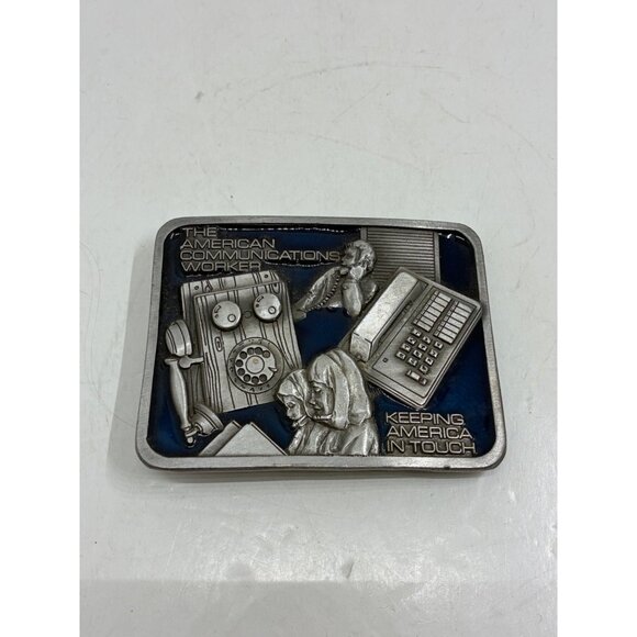 Vintage Buckles Of America Belt Buckle American Communications Worker Metal Desi - Picture 1 of 6